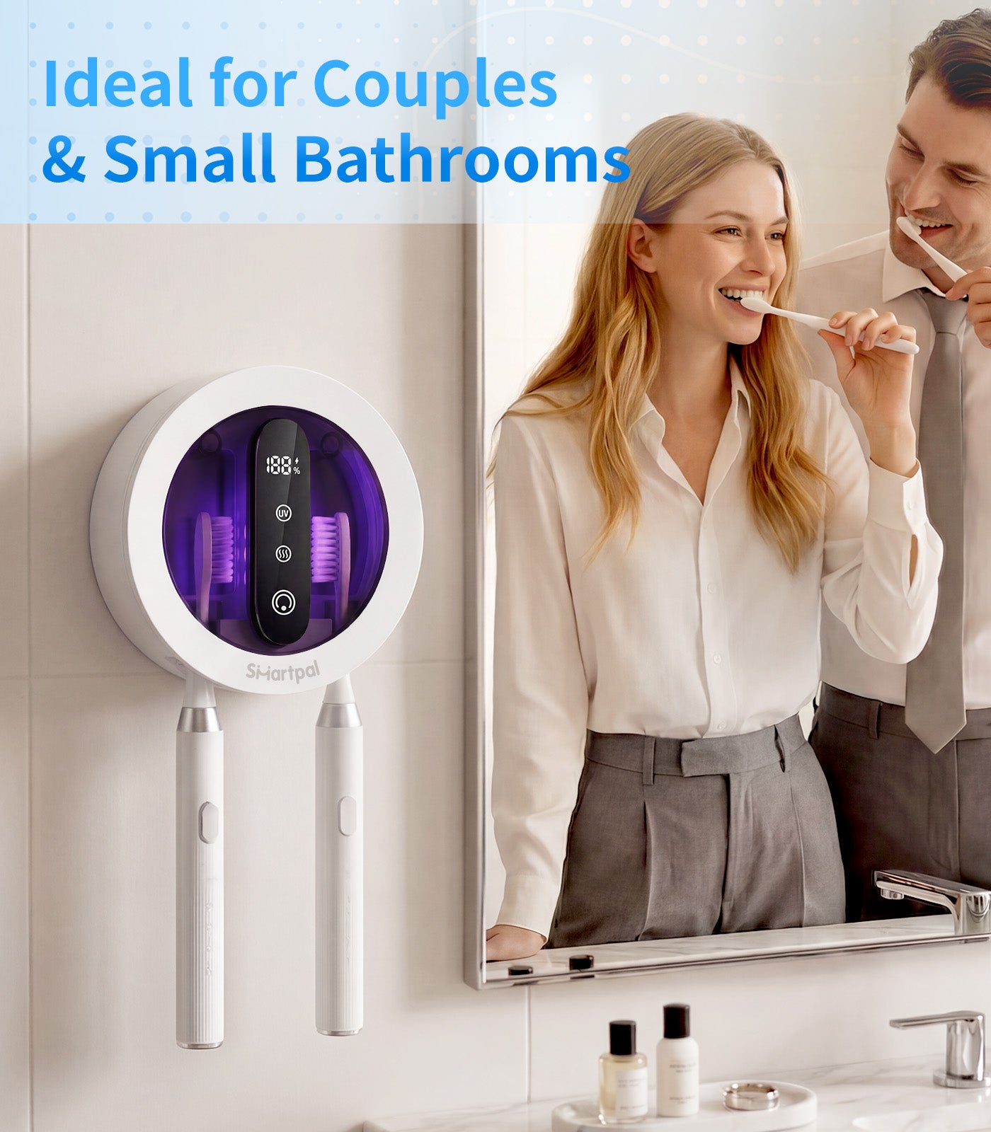 SCRICOR Dual UVC Toothbrush Sanitizer & Dryer — Kills 99.9% of Bacteria
